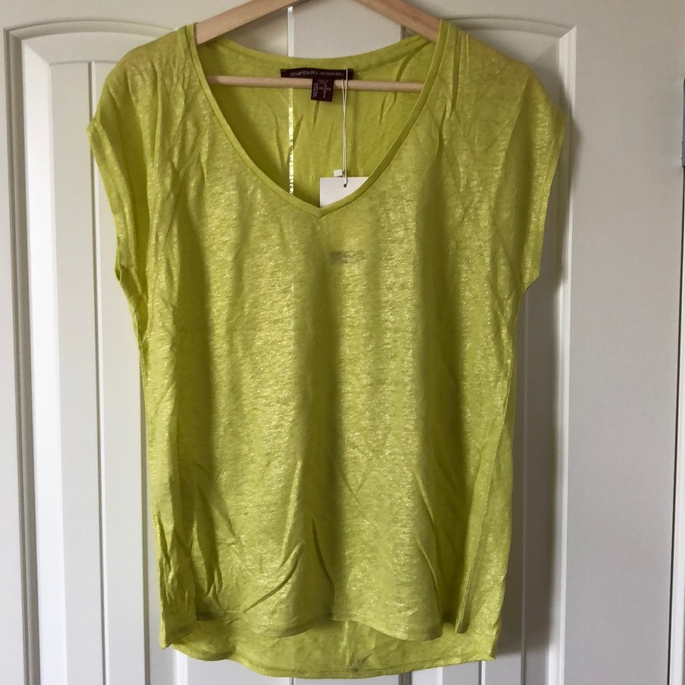 Citron yellow foil print tee